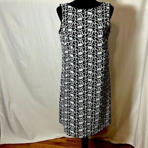 Ann Taylor size 4 sleeveless 100% cotton black with white embroidery  mini dress
